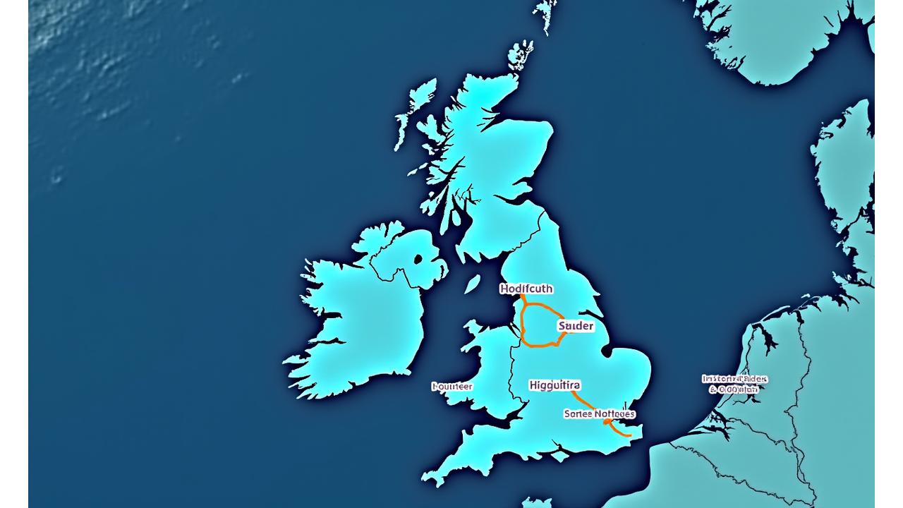 Interactive map of the UK showing major cities and fishing ports connected by Aqua Haul's delivery routes, originating from Plymouth